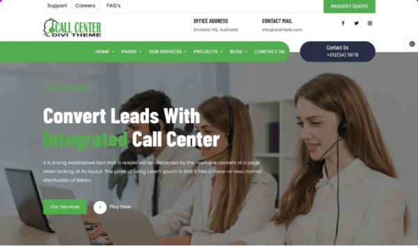 Divi Call Center Theme